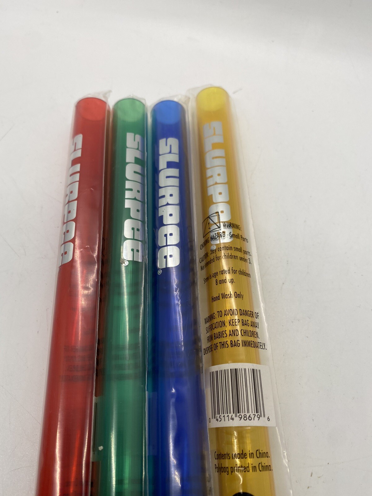 7-Eleven Slurpee GIANT MEGA Straw Set Blue Green Yellow Red PLASTIC BIG NIP HTF gallery