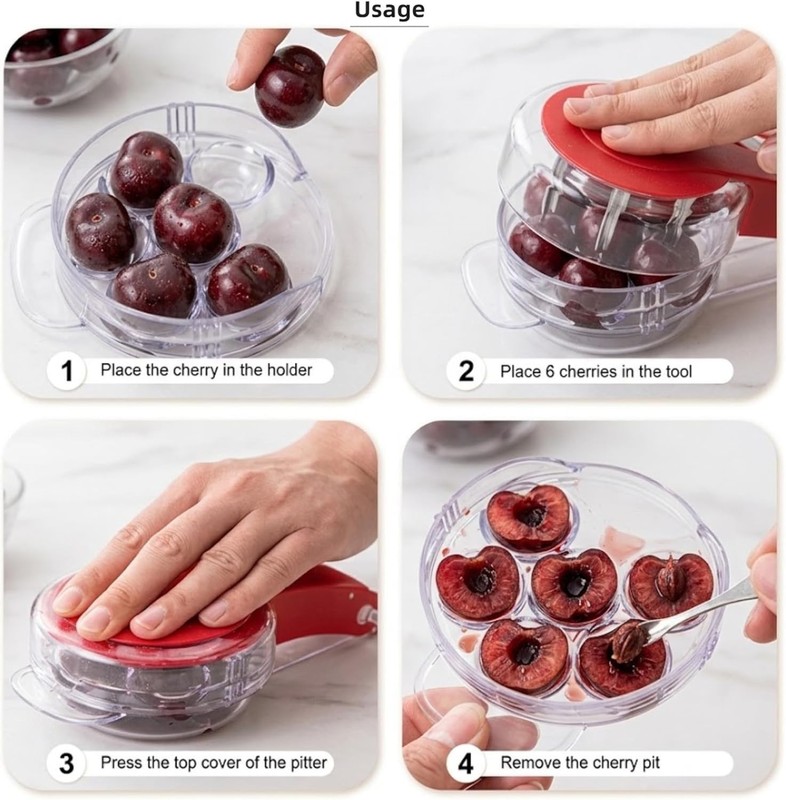 Cherry Pitter Tool 6 Cherry Pit Remover Stainless Steel Olive Pitter Red gallery