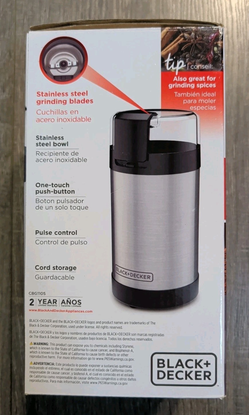 Black & Decker Easy Touch Coffee Grinder w/Stainless Steel Grinding Blades NIB gallery