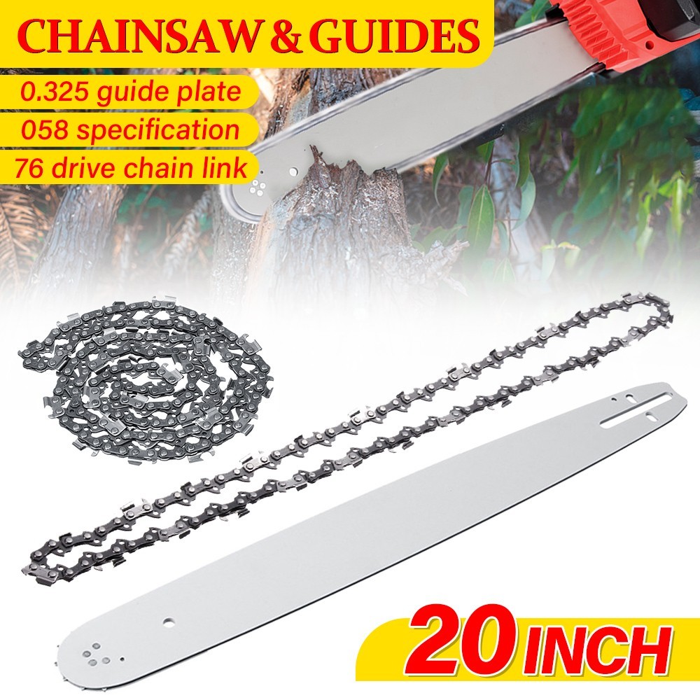 20" Chainsaw Guide Bar & Saw Chain Blade Set 0.325" Pitch .058" Gauge 76DL gallery