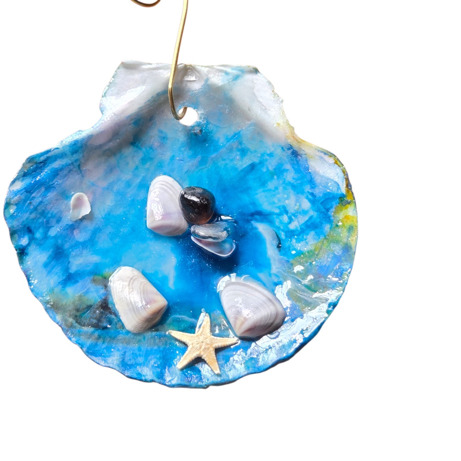 Handmade Alcohol Ink Seashell Decor Resin Sealed Starfish Coastal Boho Ornament gallery