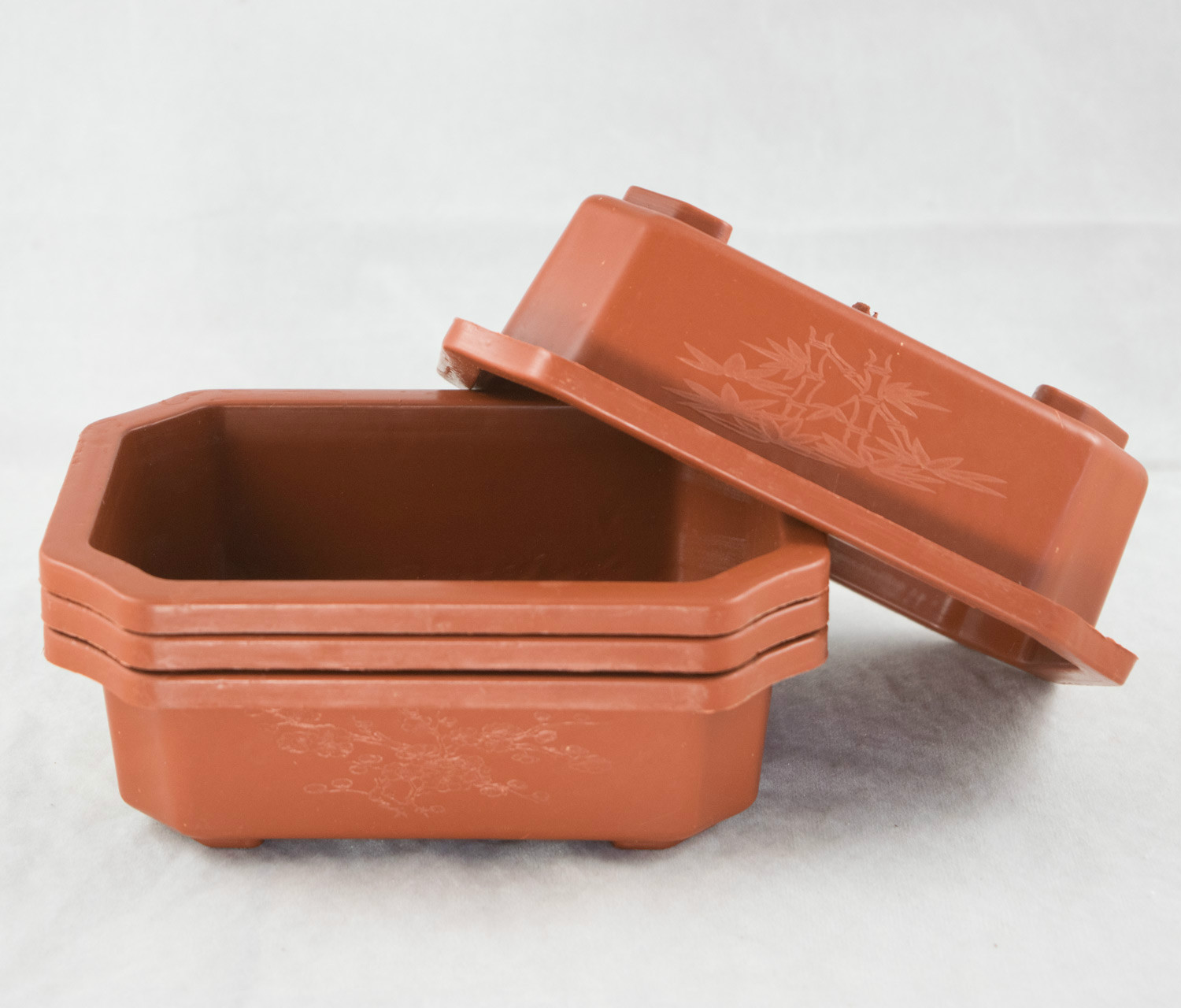 4 Rectangular Plastic Bonsai / Cactus & Succulent Pot 7"x 5.5"x 2" - Dark Orange gallery