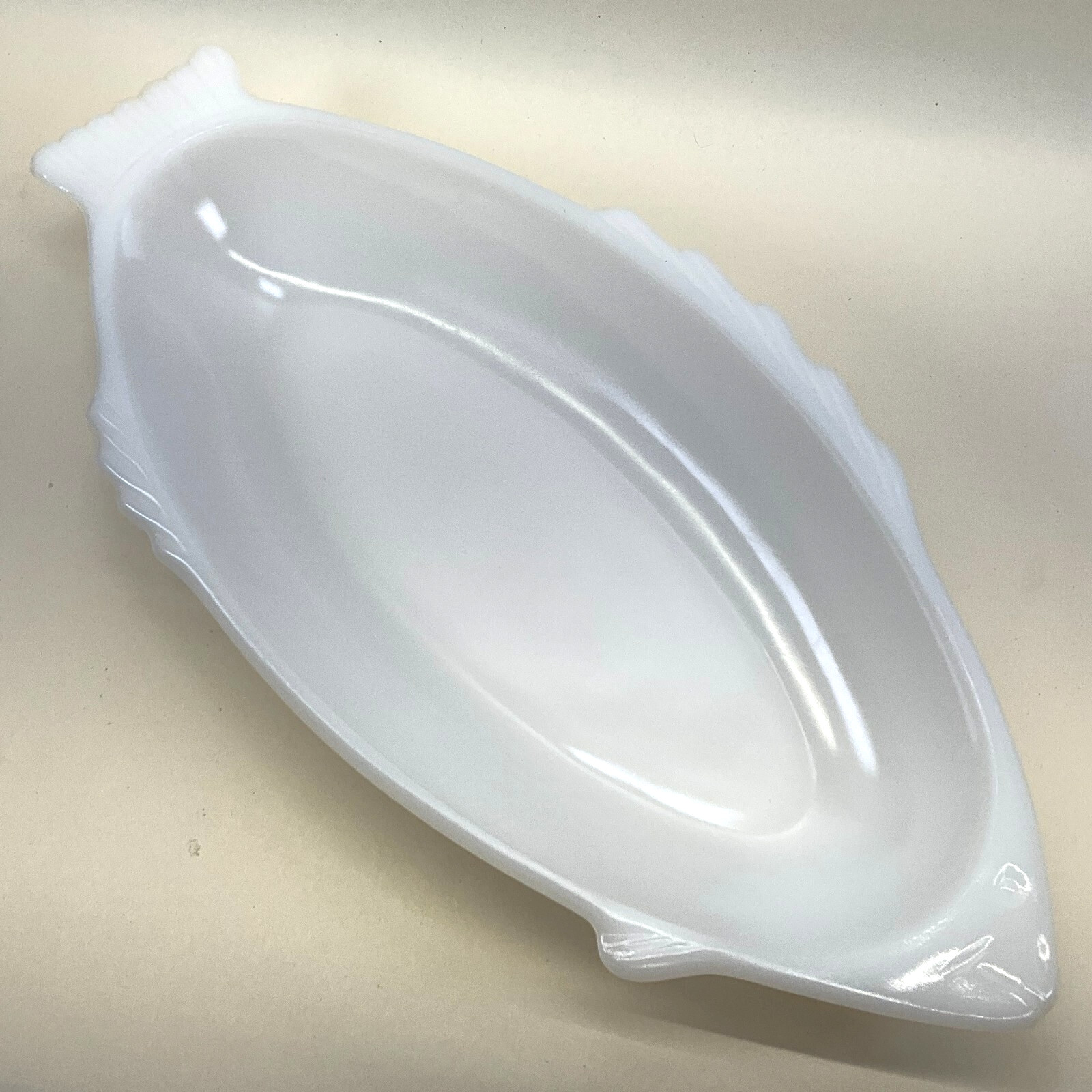 Glasbake Milk Glass Fish Shaped Bakeware Casserole Vintage 18" gallery