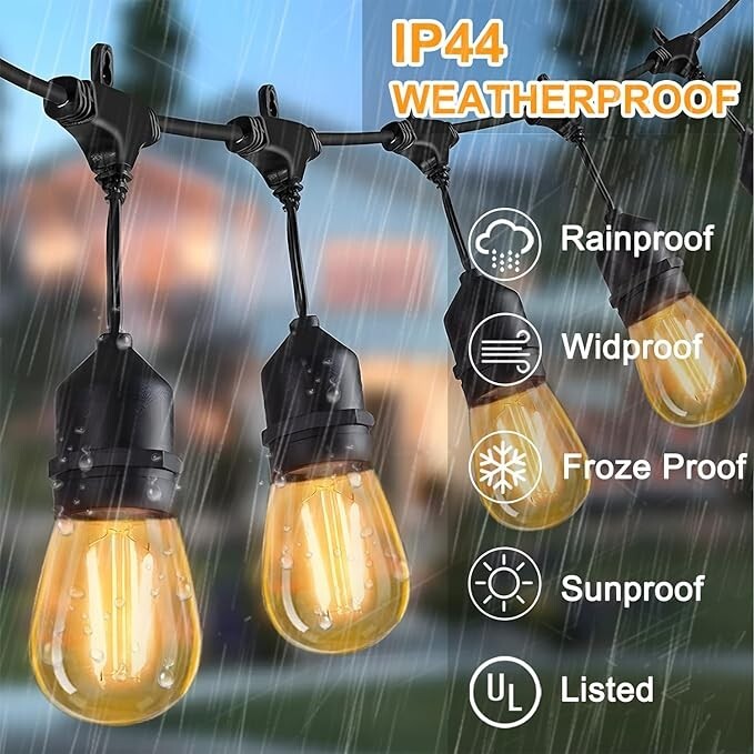 Waterproof S14 LEDLight Bulbs In&Outdoor StringLights Replacement E26 Base-25pcs gallery