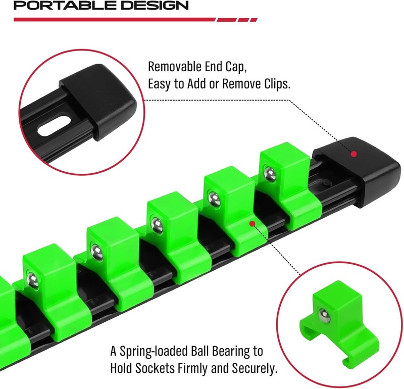 Socket Organizer Holder Tool Box: 9-Piece Socket Holders 1/4 X 48 Clips 3/8 X 45 gallery