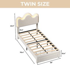 Full/Twin Size Bed Frame with Storage Drawer and LED Headboard for Kids/Girls