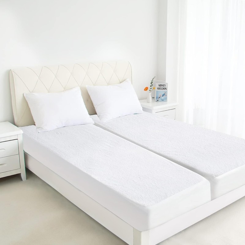 Terry Split King Mattress Protector Pad Cover for Adjustable Bed Fitted up-14'' gallery