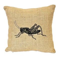 Needlepoint Grasshopper Pillow Burlap Decorative Patioindor outdoor 9″ X 9″