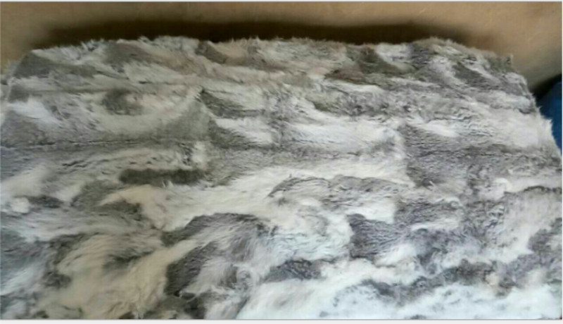 Real Rabbit FUR Throw Blanket Patchwork Skin Fur Rug 42" x 22" Pelz Leather Pelt gallery