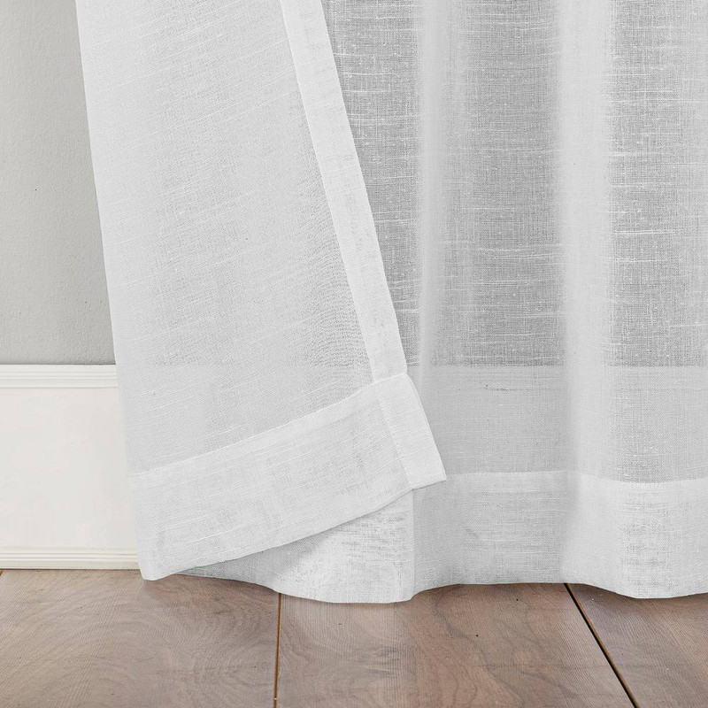 Vail Slub Textured White Linen Polyester Blend 52 In. W X 63 In. L Grommet Light gallery