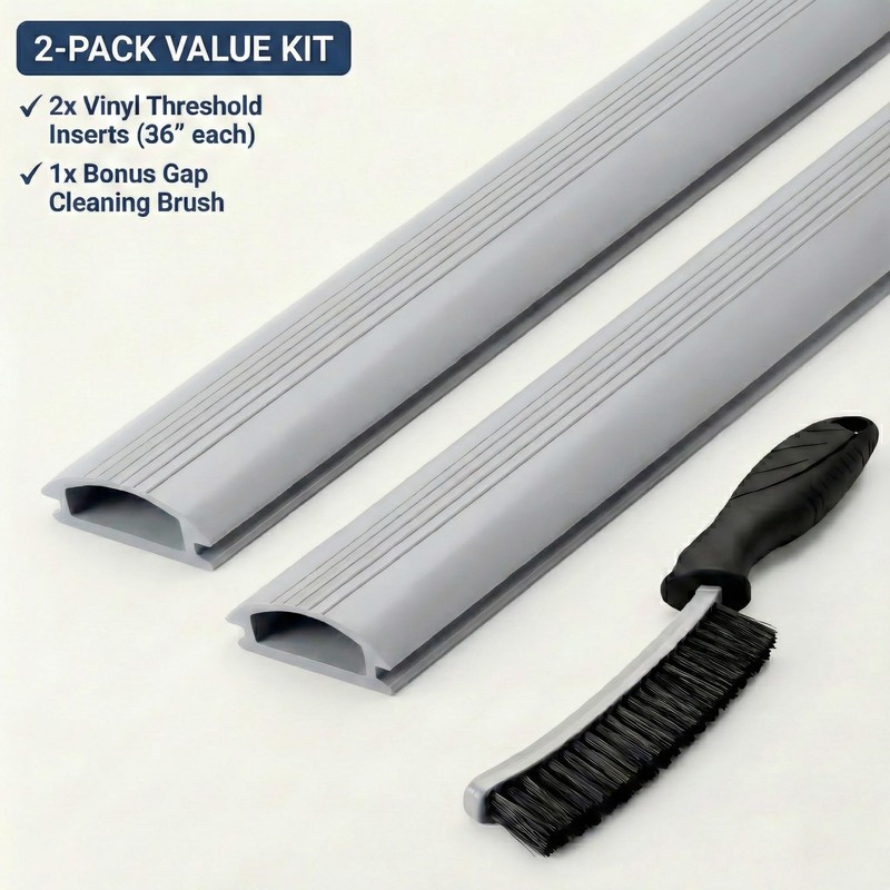 2-Pack Gray Vinyl Threshold Insert - 36 Inch Flexible Door Bottom Seal, Weath... gallery