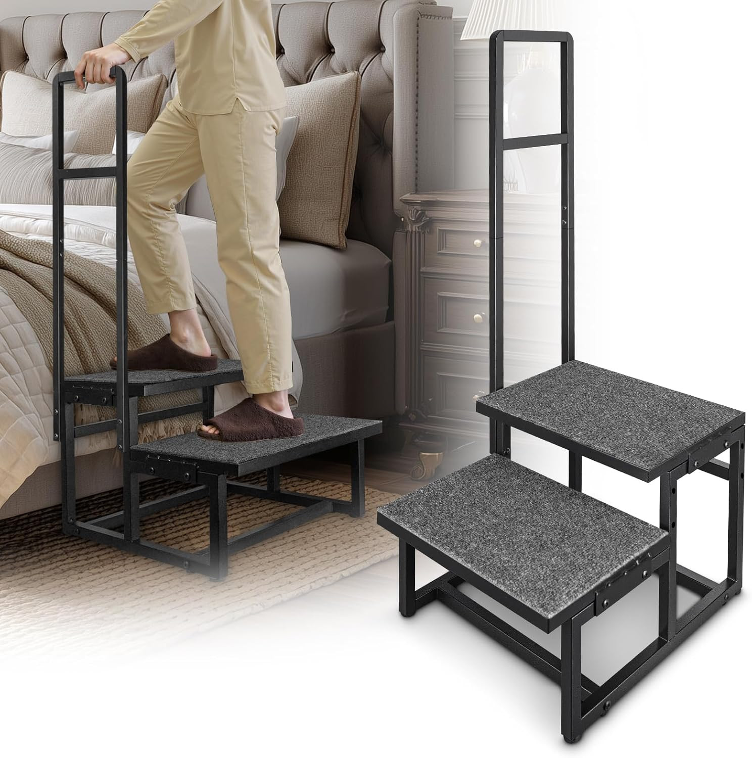 2-Step Stool with Handle for Elderly, Heavy Duty Non-Slip Step Stool for High... gallery