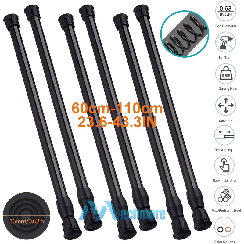 2/4/6PK Tension Curtain Rod Pole Spring Load Adjustable Heavy-Duty Steel 23"-43" gallery