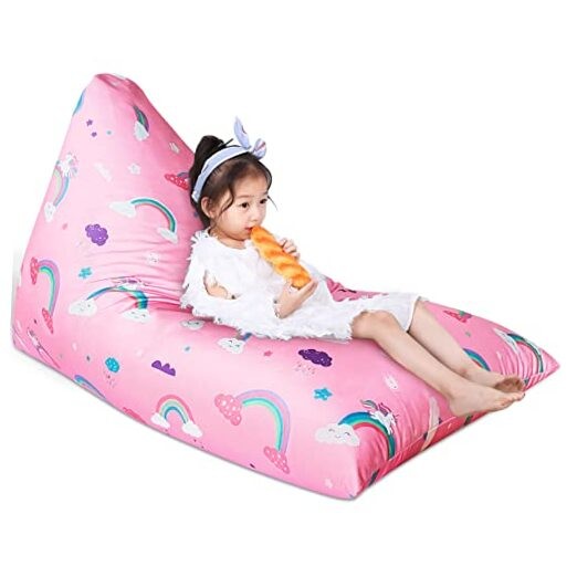 Unicorns Stuffed Animals Storage Bean Bag Chair for Kids and 200 L Cloud Pink