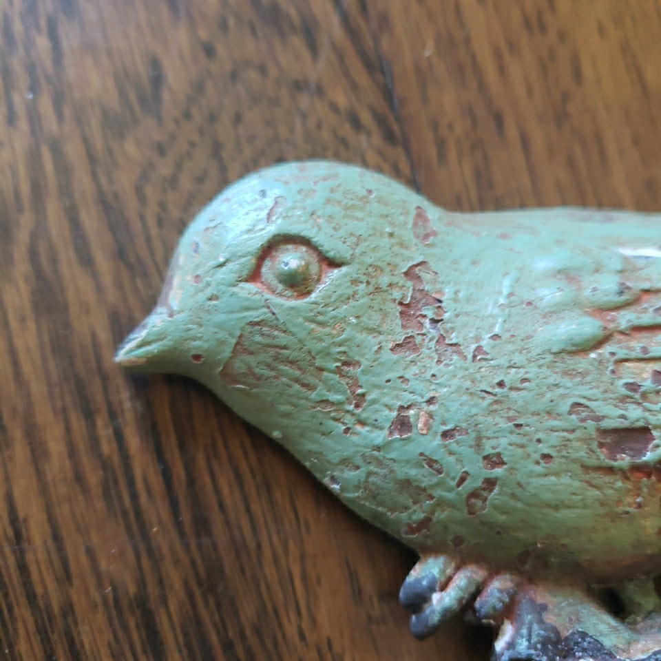 Rustic Green Patina Cast Iron Bird Wall Hook Key Holder Towel Coat Hanger 5" gallery