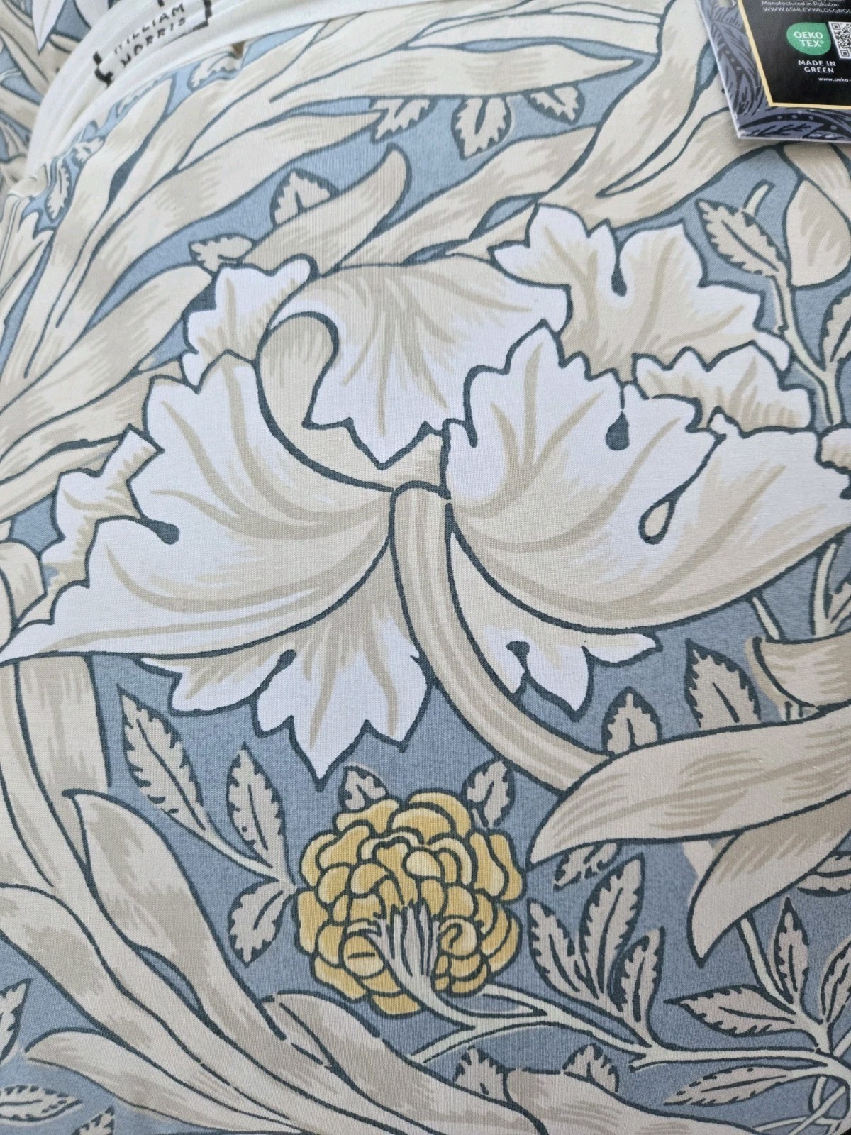 WILLIAM MORRIS African Marigold Euro Shams Pillows Blue Cream Quilted Cotton NWT gallery