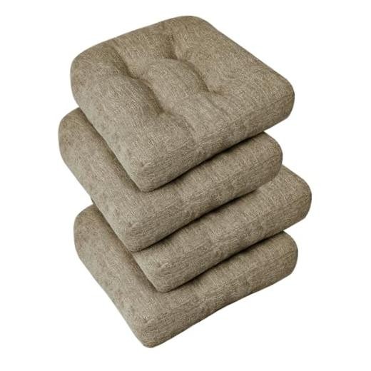 Chair Cushions for Dining Chairs 4 Pack, Tufted 17"x17"x4"(4 Pack) Khaki gallery