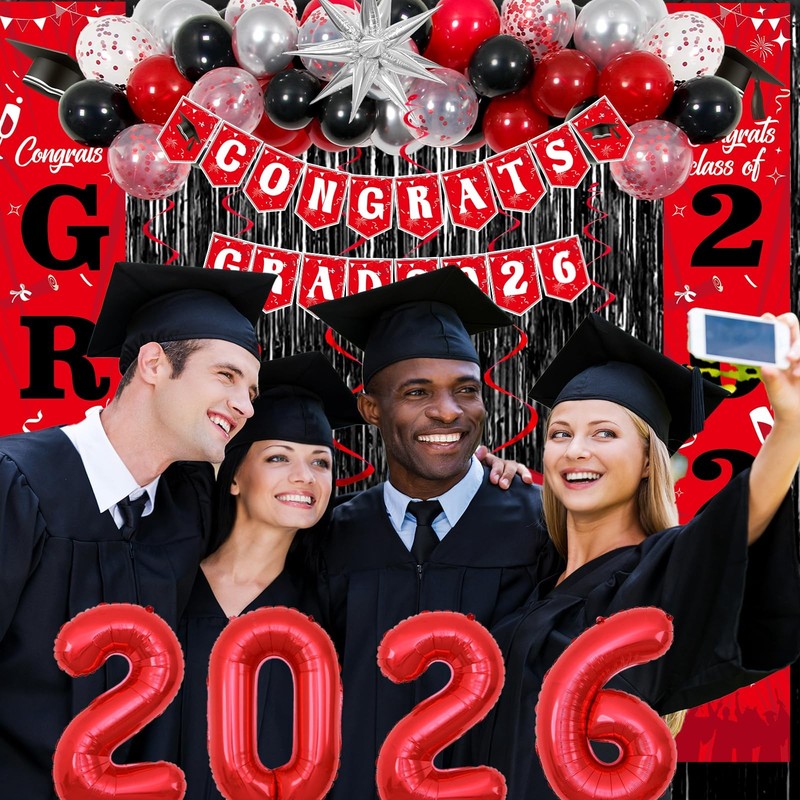 Graduation Decorations 2026, Red and Black Grad Decorations Class of 2026, Gr... gallery