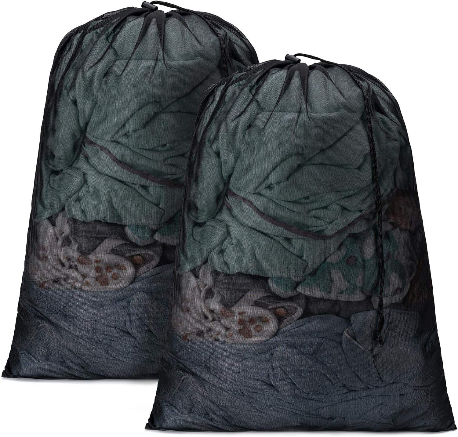 2 Pack Mesh XL Laundry Bags,Machine Washable Dirty Clothes Organizer with Drawst gallery