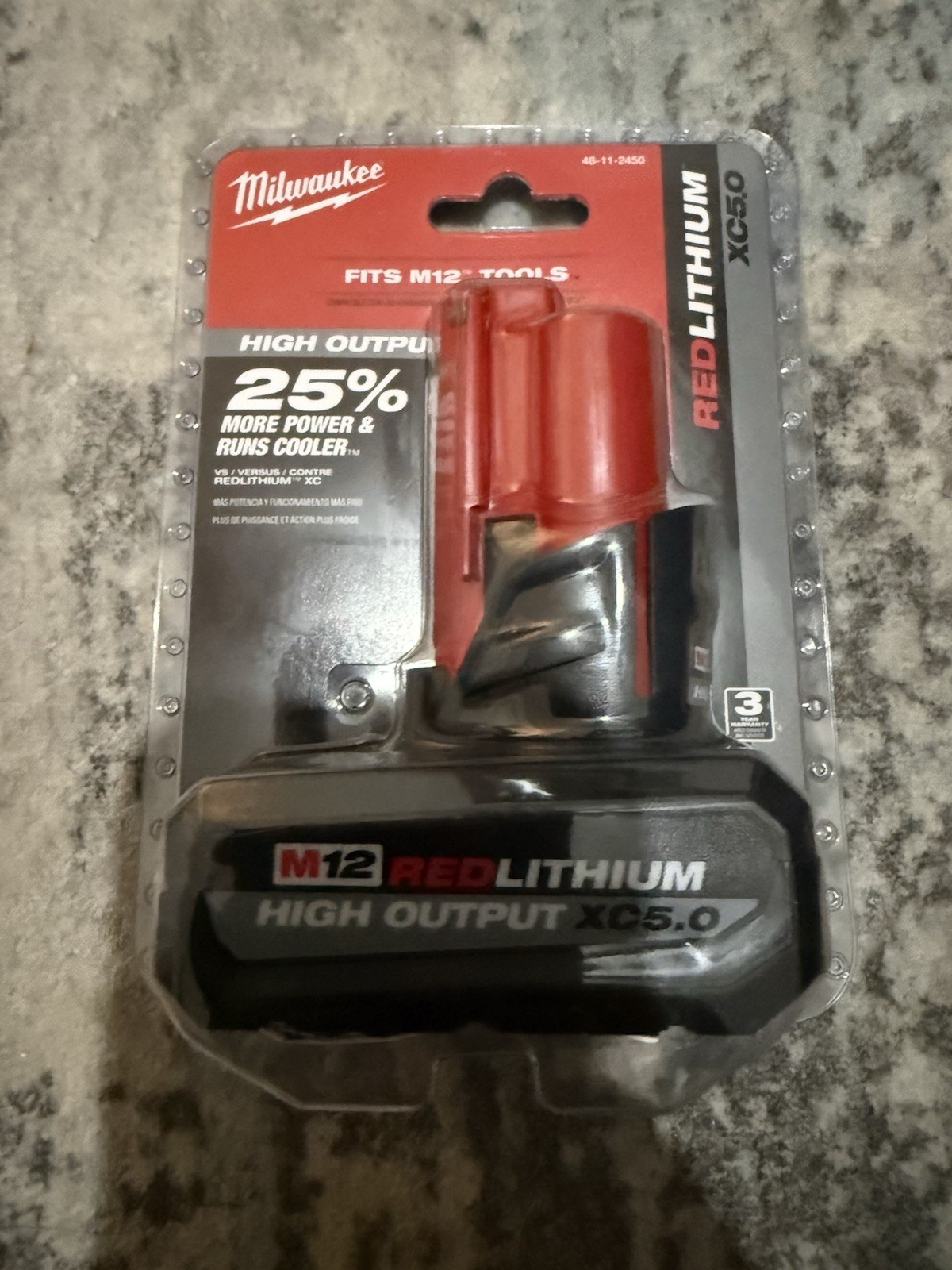 Milwaukee M12 REDLITHIUM HIGH OUTPUT XC5.0 12V Li-Ion Battery 5Ah Red 48-11-2450 gallery