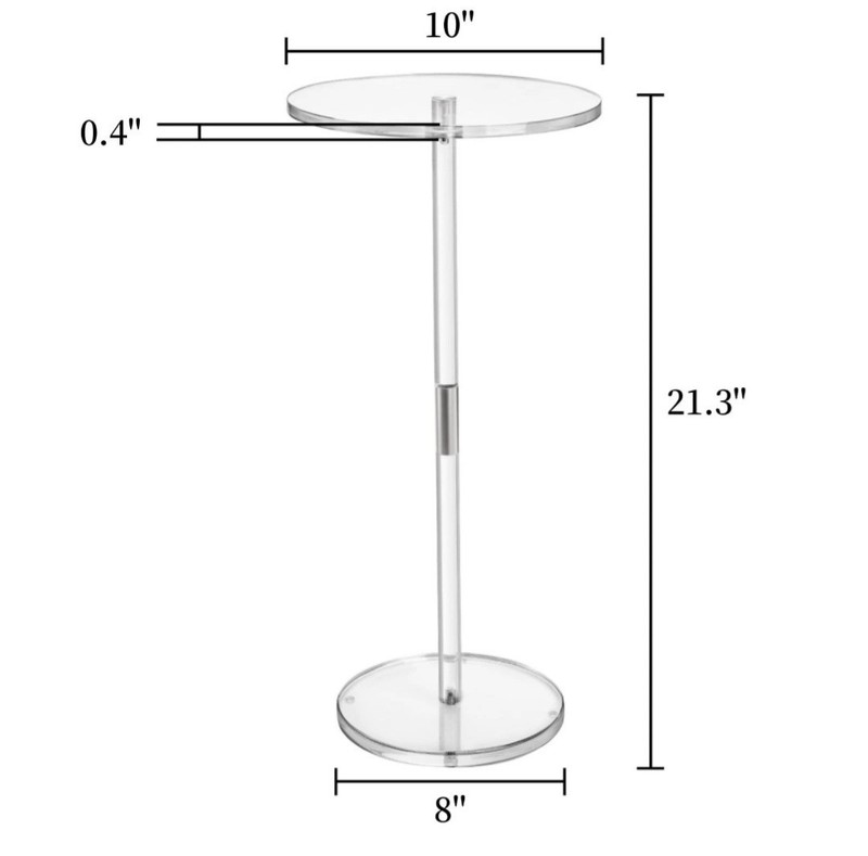 Acrylic Drink Table for Small Spaces, 10" L x 10" W x 21.3" H, Drink Side/End... gallery