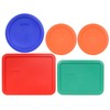 Pyrex (2) 7200 Orange (1) 7201 Blue (1) 7210 Green (1) 7211 Red 5 Lid Set gallery