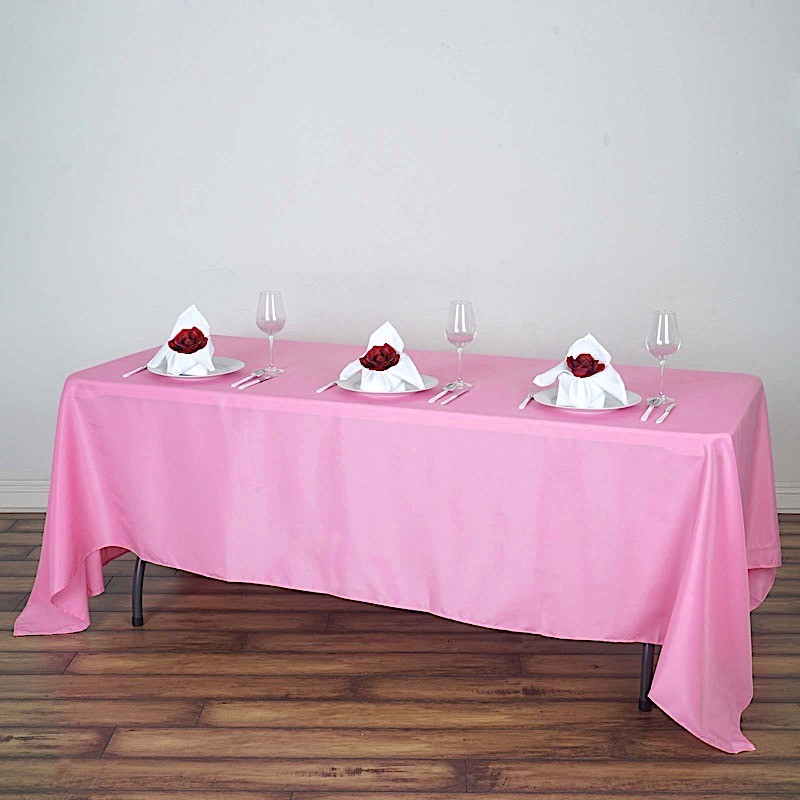 PINK 72x120 RECTANGLE POLYESTER TABLECLOTH Wedding Catering Dinner Supplies gallery