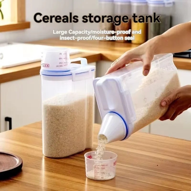 Airtight Rice Storage Container with Clear Scale for Cereal Flour Rice Home-USA gallery