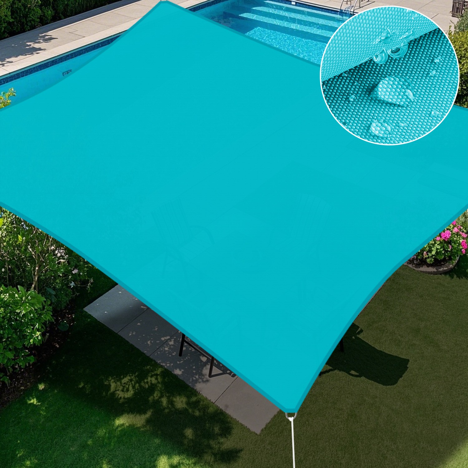 5-24ft Turquoise Rectangle Waterproof Sun Shade Sail Sunshade Cover for Outdoor gallery