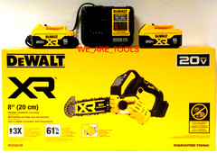 DeWalt Kit DCCS623B 8″ Brushless Pruning Chainsaw, 2) 5.0 Battery, Charger