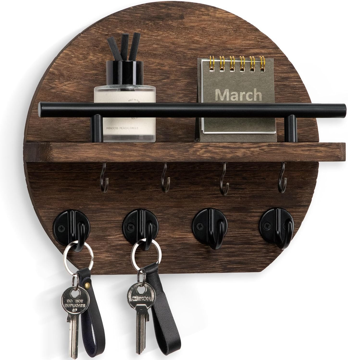 Key Holder for Wall - 9.8 Inch Apartment Wall Decor with Shelf and 8 Key Hooks, gallery