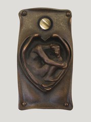 ART NOUVEAU Style Doorbell Button Solid Brass Waterglass Studios 1613