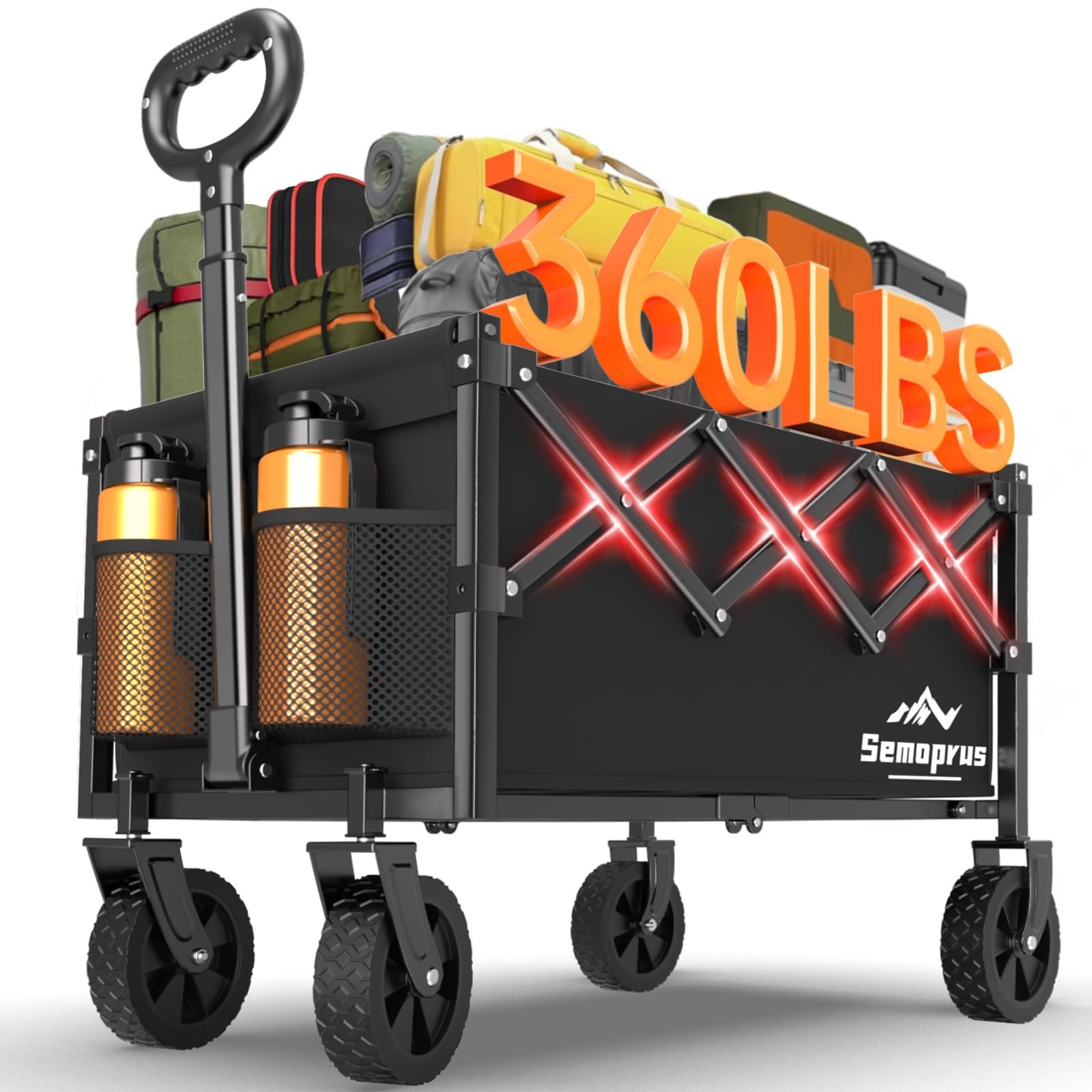 Wagons Carts Foldable, 360LBS Folding Utility Heavy Duty Wagon 100L, Black gallery