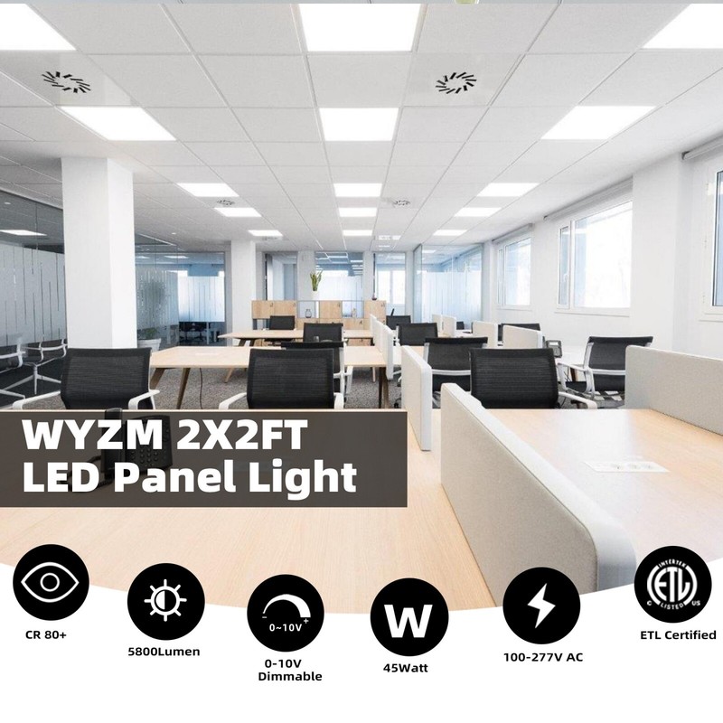 4 Pack 2x2FT LED Flat Panel Light 48W Drop Ceiling Commercial Office Home Lights gallery