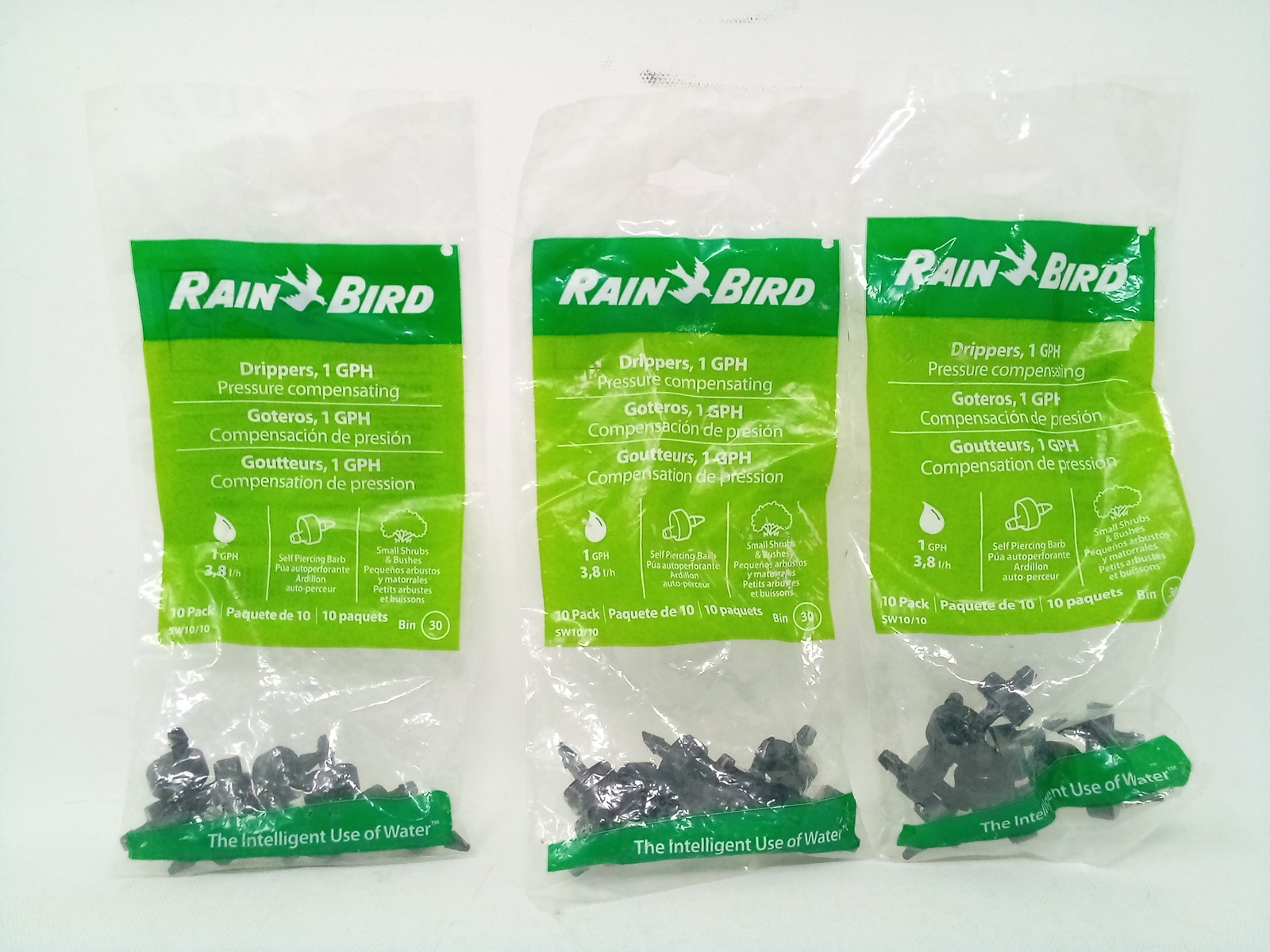 Rain Bird Pressure Compensating Drippers, 1 GPH (SW10/10) - 3 Pk w/ 10 Drippers gallery