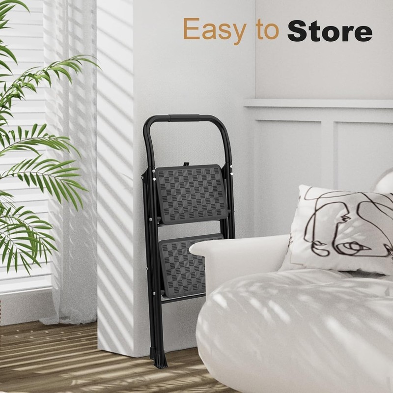 Lightweight 2-Step Ladder & Step Stool - Space-Saving Elegance for Every Home gallery