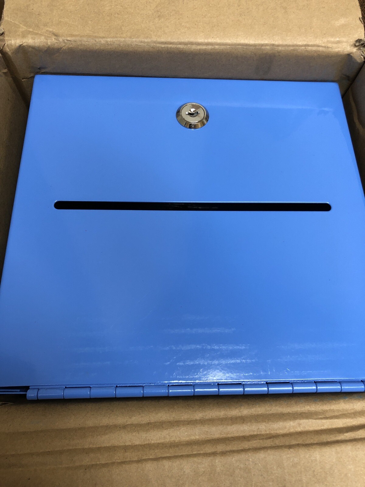Fixturedisplays 10918-Blue Metal Donation Box Brand New (Box Only With Keys) gallery