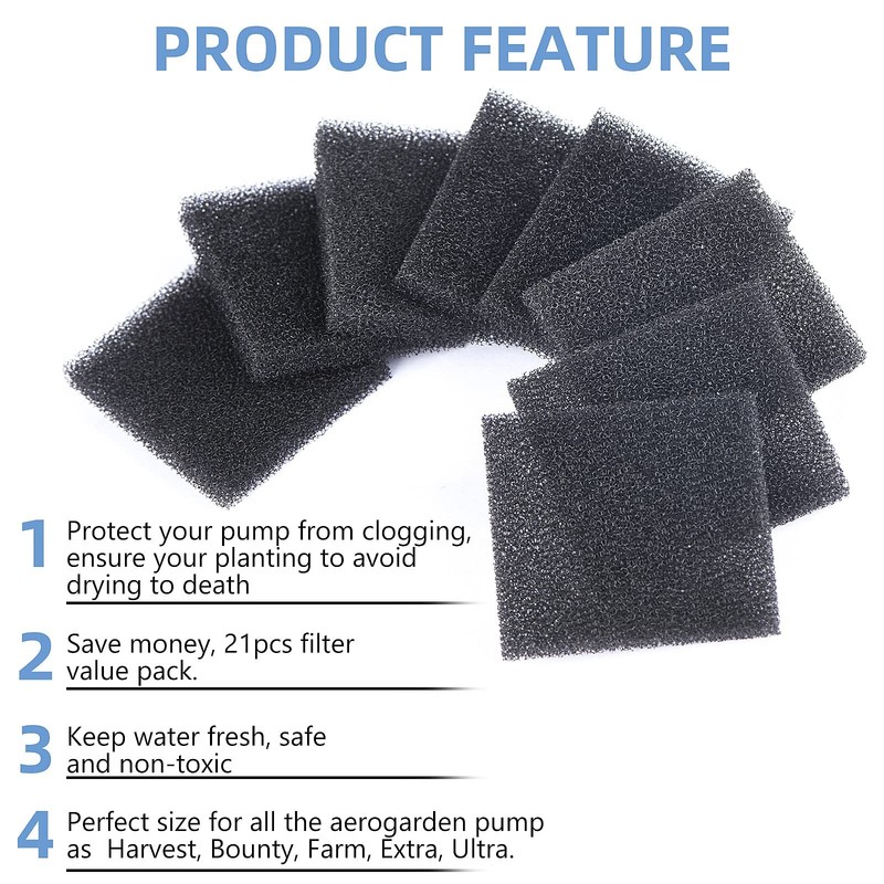 21 Pack Black Pump Filter Sponge Replacement Hydroponic Garden Foam Filters gallery