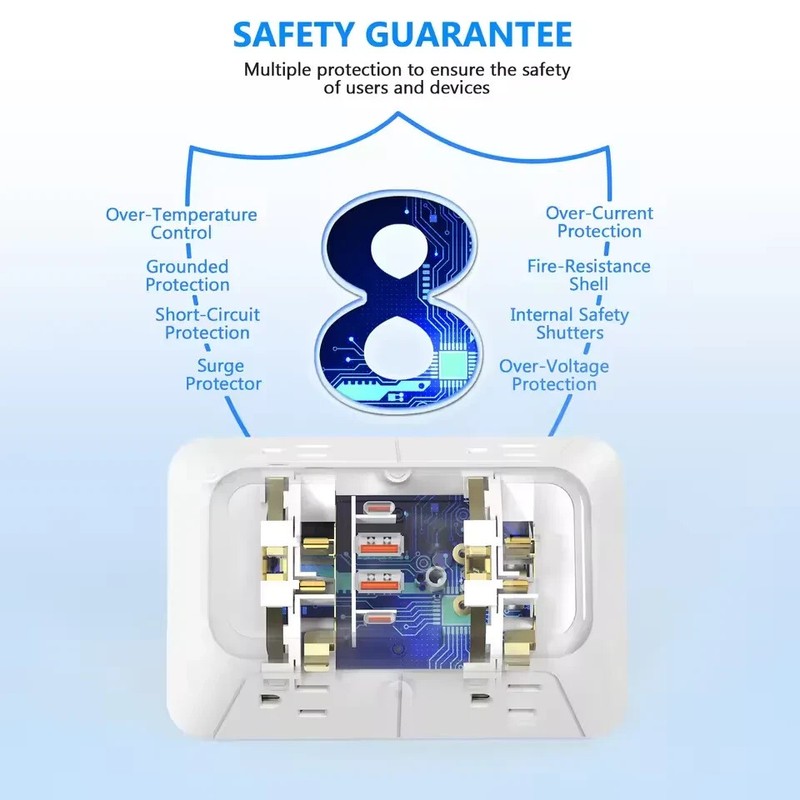 6 Outlet Extender Surge Protector Multi Plug Wall Adapter USB Charger Ports with gallery