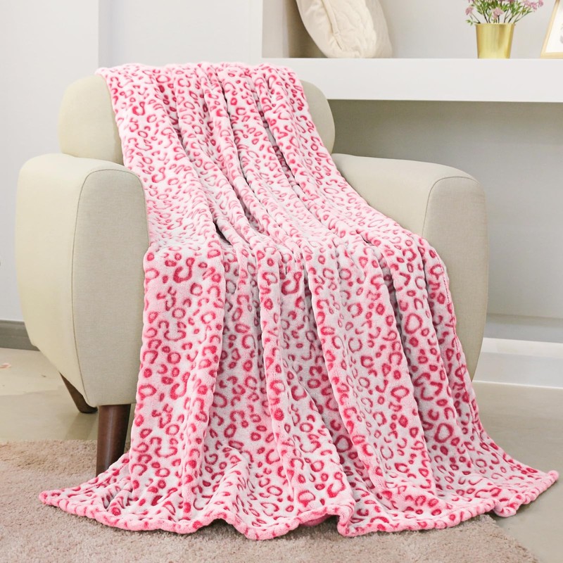 Hot Pink Leopard Print Throw Blanket 60x80 inch Super Soft Fluffy Fleece gallery