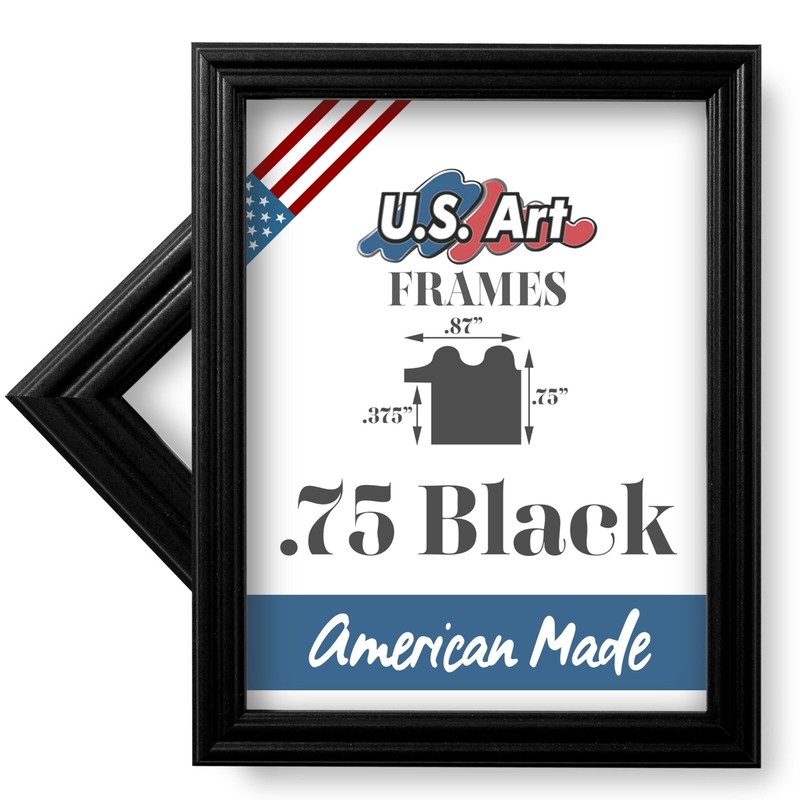 US ART Frames 0.75" Black Solid Poplar Wood Picture Poster Frames S-B gallery