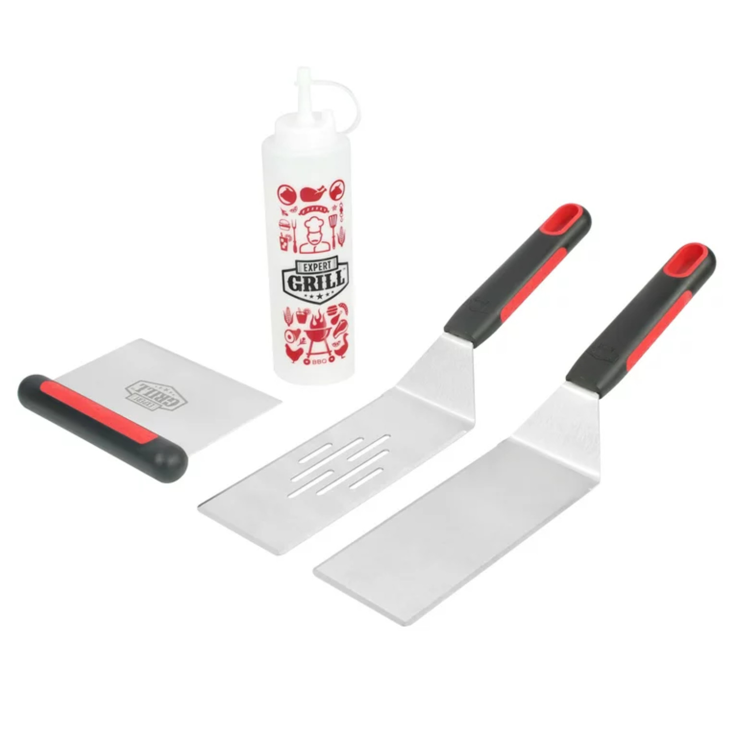 4-Piece Barbecue Griddle Tool Set And Squeeze Bottle, Heavy Duty Stainless Steel gallery