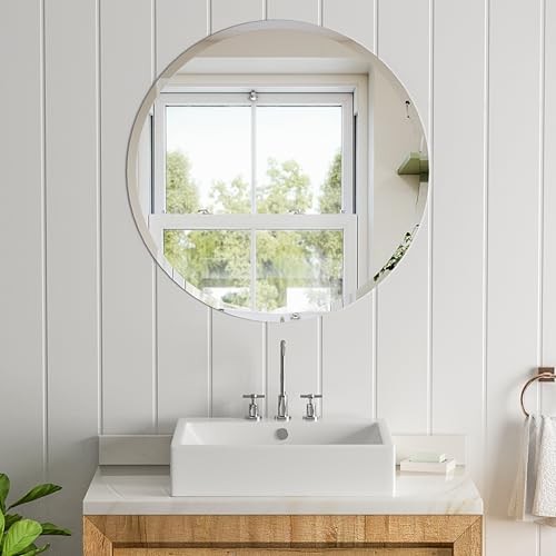 Round Bathroom Mirror, 18 inch Round Frameless Mirror,Frameless 18"L x 18"W gallery
