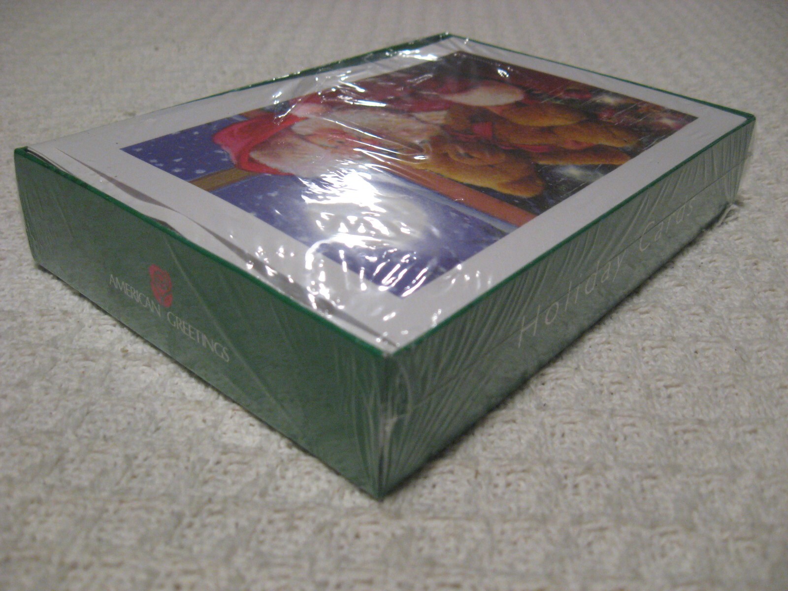 Vintage American Greetings Santa & Teddy Bear Christmas Greeting Cards NEW! gallery
