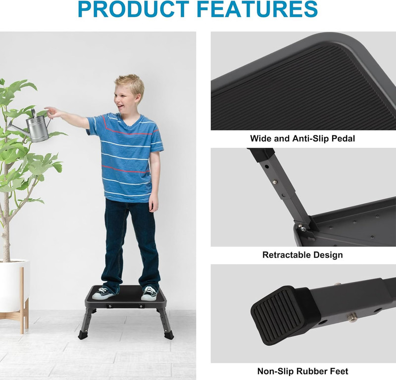 Folding Step Stool, Adjustable Step Stool with Non-Slip Platform, 330 Lbs gallery