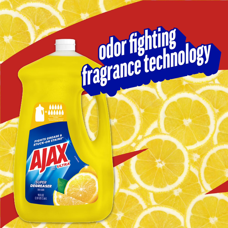 Ajax Ultra Liquid Dish Soap Lemon Scent, Super Degreaser, 90 fl oz Bottle gallery