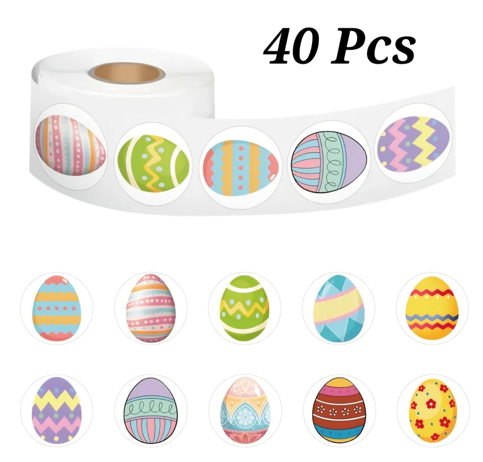 40x Happy Easter egg bunny basket Stickers Party Labels gift Crafting 2.5cm gallery