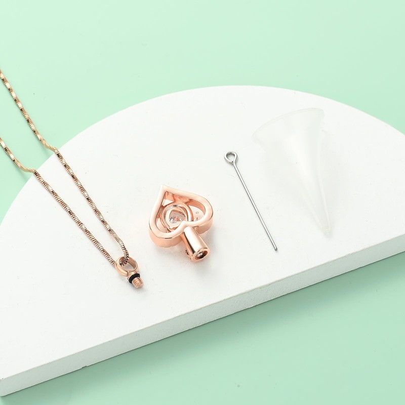 Yinplsmemory Infinity Heart Urn Ashes Necklace for Women Girl Rose gold-clear gallery