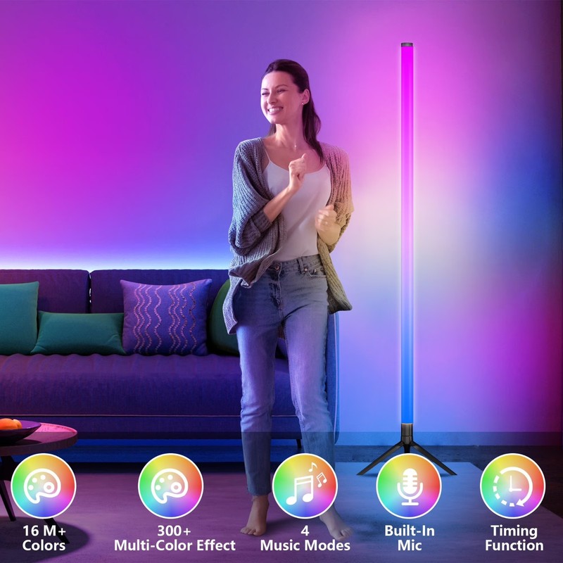 56inch Corner Floor Lamp Color Changing LED Modern Mood With App &Remote Control gallery