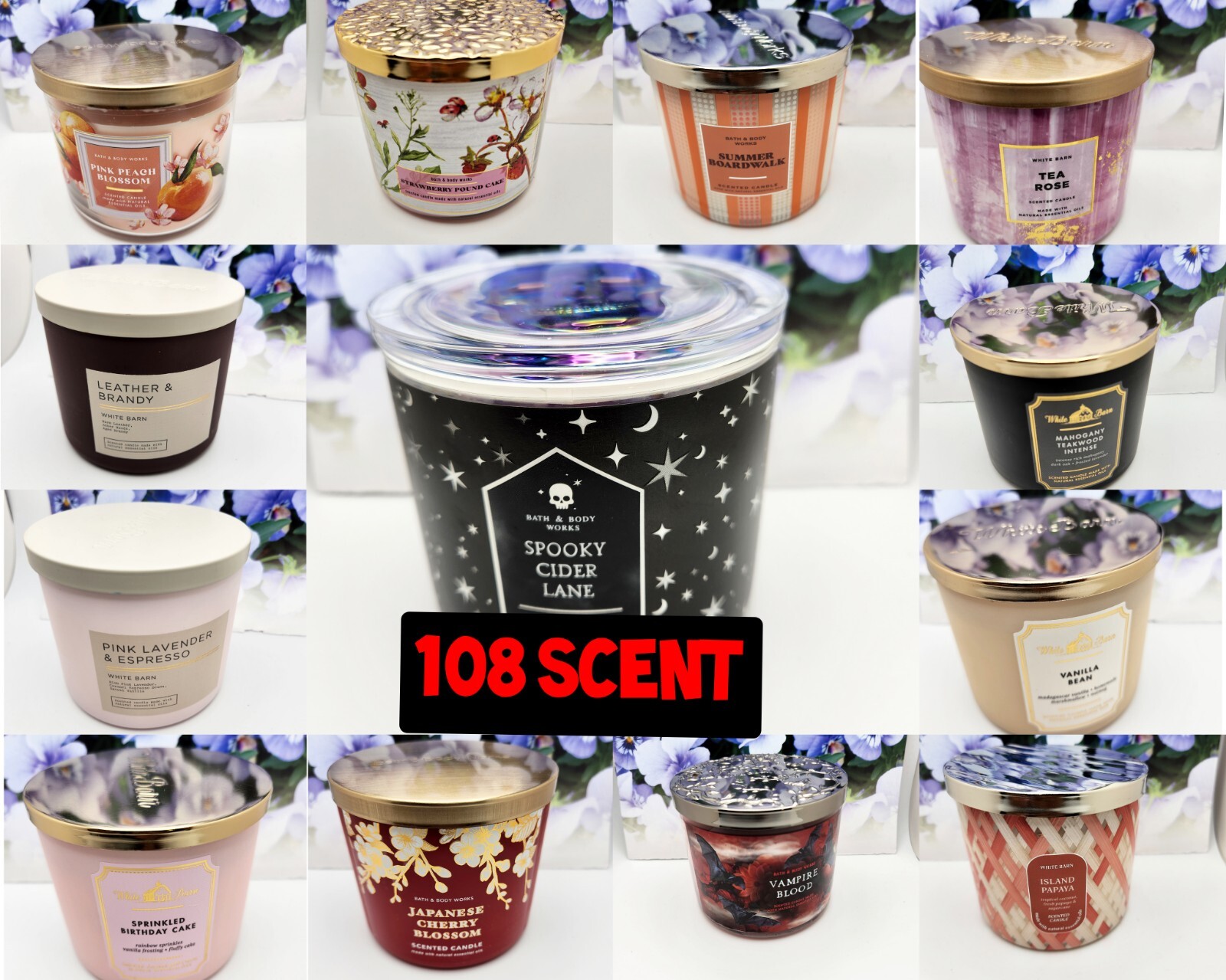 Bath and Body Works 3 Wick Candle Halloween Holiday Summer Winter Fall 123 Scent gallery